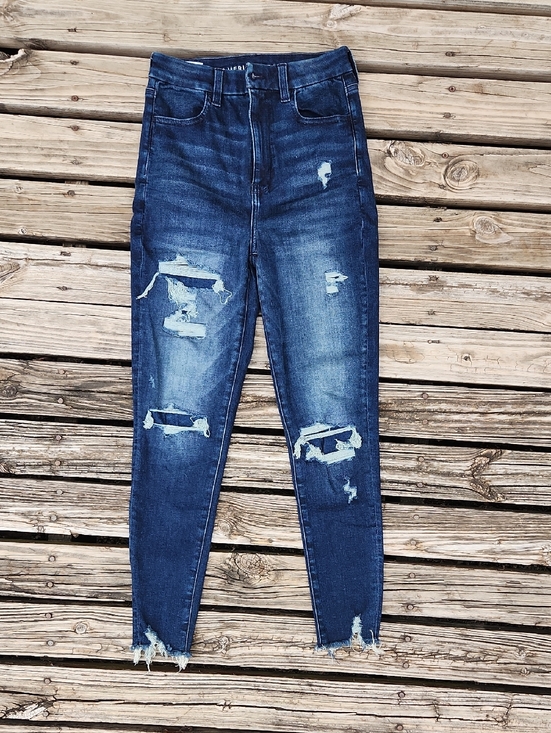 American Eagle Outfitters Denim - American Eagle Curvy Highest Rise Jegging Skinny Jeans 4 Short Dark Distressed